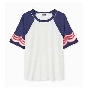 Embroidered Sleeve Baseball Tee
